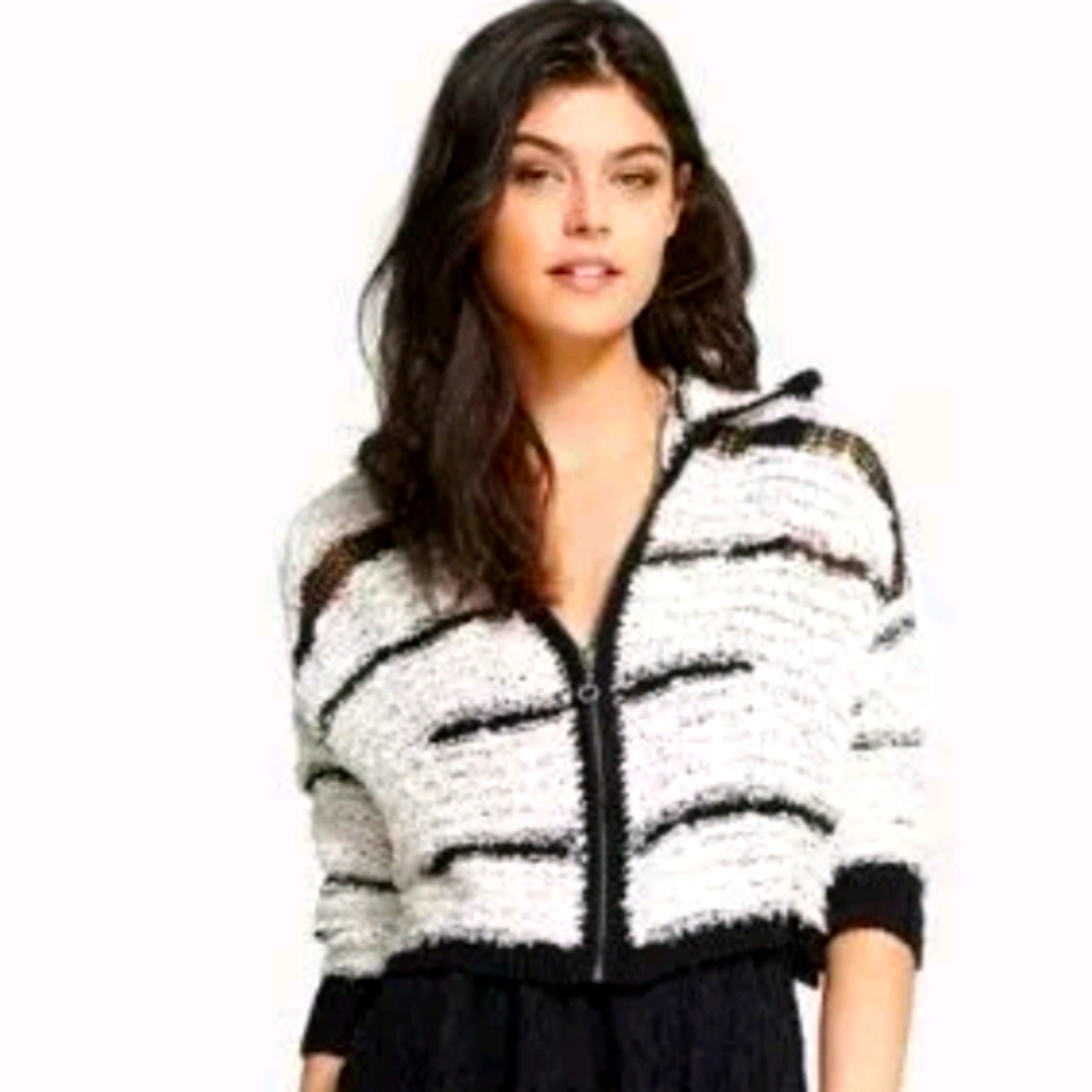 FREE PEOPLE HAVANA CROCHET HOODIE CARDIGAN S